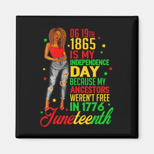 Happy Junetifyは私の独立の日フリーブラック マグネット (正面)