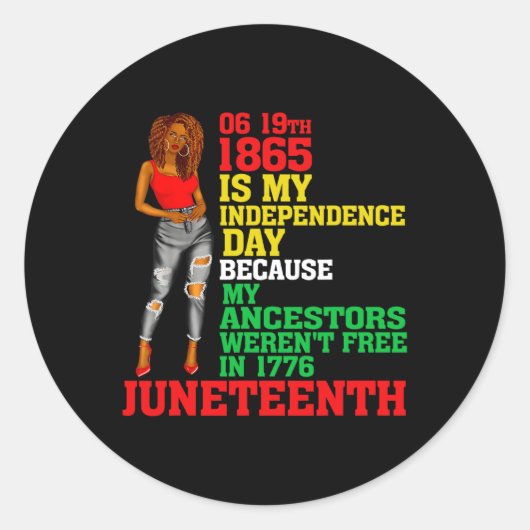 Happy Junetifyは私の独立の日フリーブラック ラウンドシール (正面)