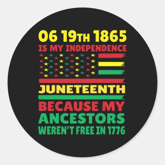 Happy Junetifyは私の独立の日フリーブラック ラウンドシール (正面)