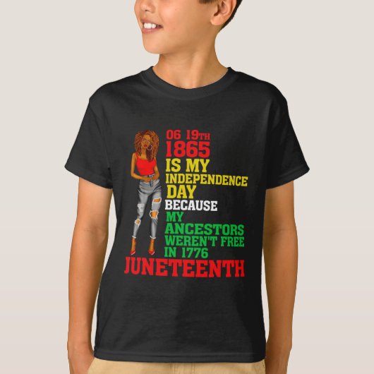 Happy Junetifyは私の独立の日フリーブラック Tシャツ (正面)