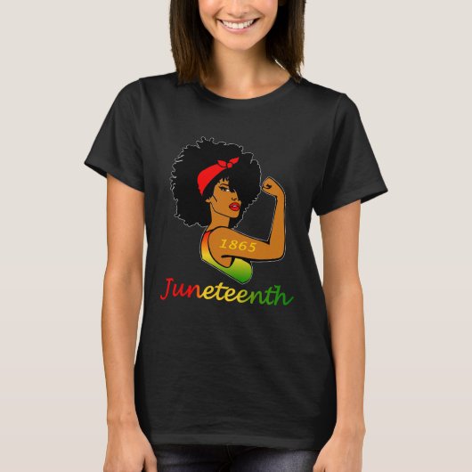 Happy Junetifyは私の独立の日フリーブラック Tシャツ (正面)
