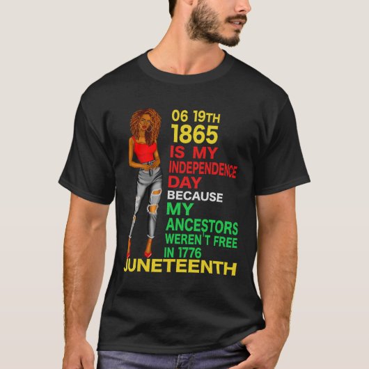 Happy Junetifyは私の独立の日フリーブラック Tシャツ (正面)