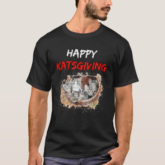 Happy Katsgiving Best Thanksgiving for Cat Tシャツ (正面)