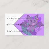 Happy Kawaii Bat with Purple Grapes - Whimsical Fr 名刺 (裏面)