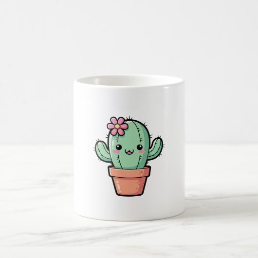 Happy Kawaii Cactus – Cute Illustration コーヒーマグカップ (中央)
