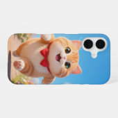 Happy Kawaii Cat Phone Case iPhone 16ケース (裏面横)