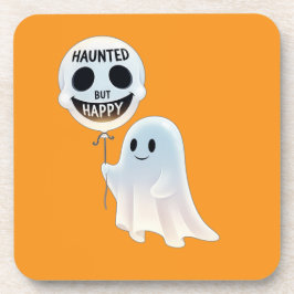 Happy Kawaii Ghost with Skull Balloon コースター