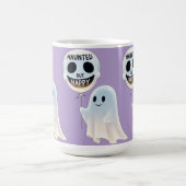 Happy Kawaii Ghost with Skull Balloon コーヒーマグカップ (中央)