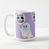 Happy Kawaii Ghost with Skull Balloon コーヒーマグカップ (左)