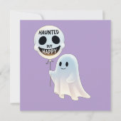 Happy Kawaii Ghost with Skull Balloon 招待状 (正面)
