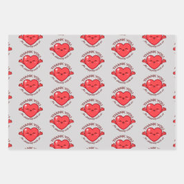 Happy Kawaii Heart Thank You for Shopping with Us  ラッピングペーパーシート