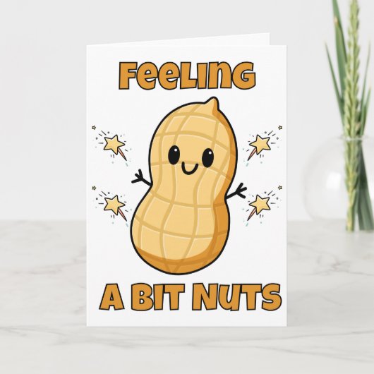 Happy Kawaii Peanut Cartoon – Feeling A Bit Nuts カード (正面)