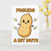 Happy Kawaii Peanut Cartoon – Feeling A Bit Nuts カード (黄色い花)