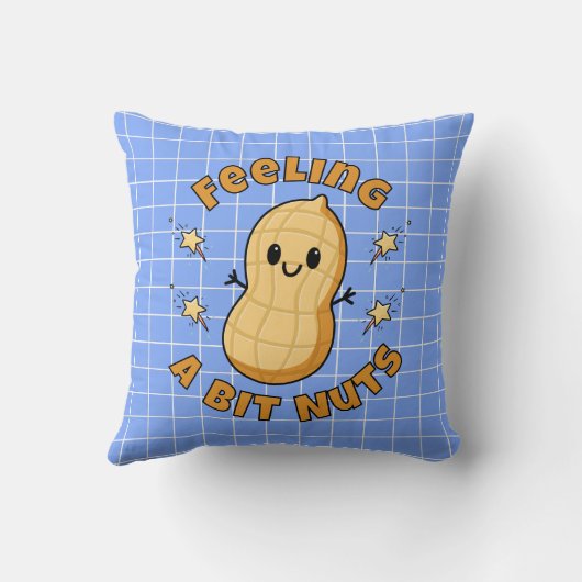 Happy Kawaii Peanut Cartoon – Feeling A Bit Nuts クッション (裏面)