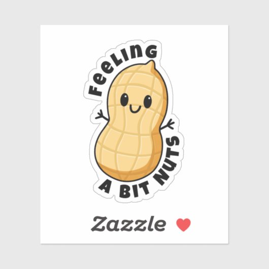 Happy Kawaii Peanut Cartoon – Feeling A Bit Nuts シール (シート)