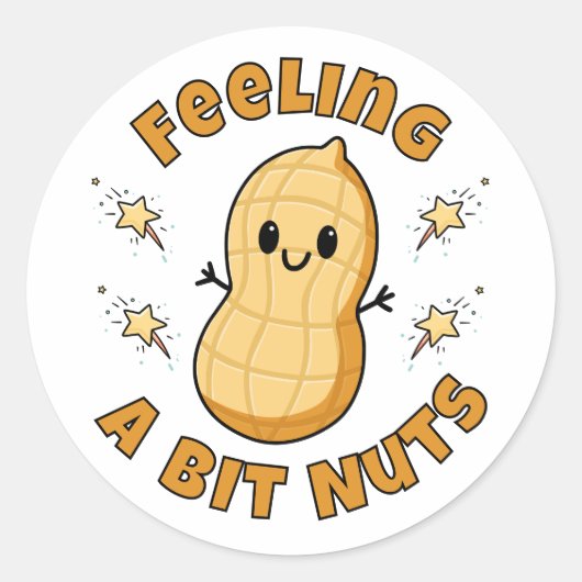 Happy Kawaii Peanut Cartoon – Feeling A Bit Nuts ラウンドシール (正面)