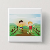 Happy Kidsの遊アウトドア 缶バッジ (正面)