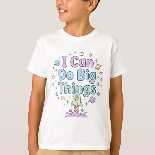 Happy Kids Positive Quote I Can Do Big Things Tシャツ (正面)