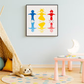 Happy Kids Silhouettes Poster ポスター