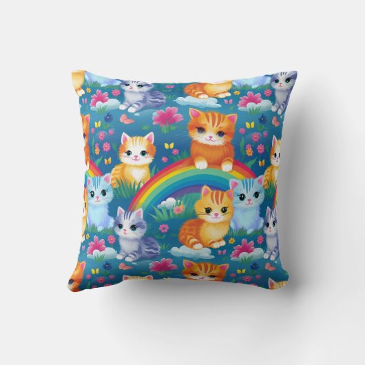 Happy Kitty Cats on Rainbow Clouds クッション (裏面)