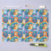 Happy Kitty Cats on Rainbow Clouds 薄葉紙 (クラフト)