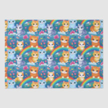 Happy Kitty Cats on Rainbow Clouds