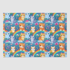 Happy Kitty Cats on Rainbow Clouds 薄葉紙