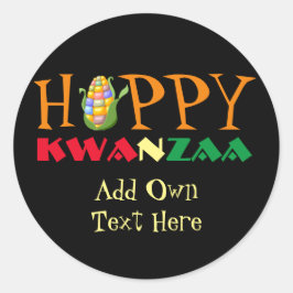 Happy Kwanzaaステッカー4ウィズウィンドギフトパーソナライズされた ラウンドシール