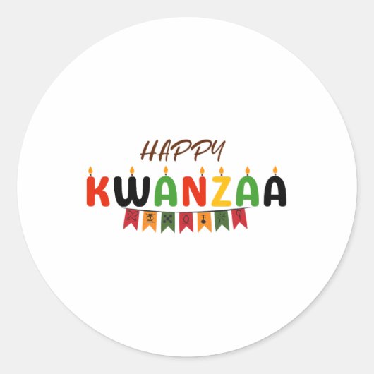Happy Kwanzaa - 7クワンザティーの原則 ラウンドシール (正面)