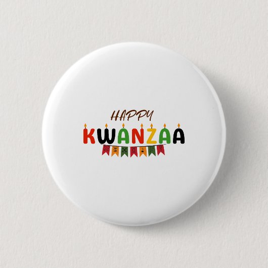 Happy Kwanzaa - 7クワンザティーの原則 缶バッジ (正面)