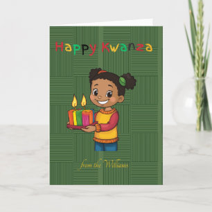 Happy Kwanzaa African Girl Candle Family Photo シーズンカード