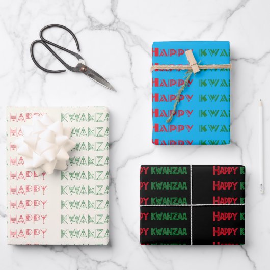 Happy Kwanzaa Greetings ラッピングペーパーシート (正面)