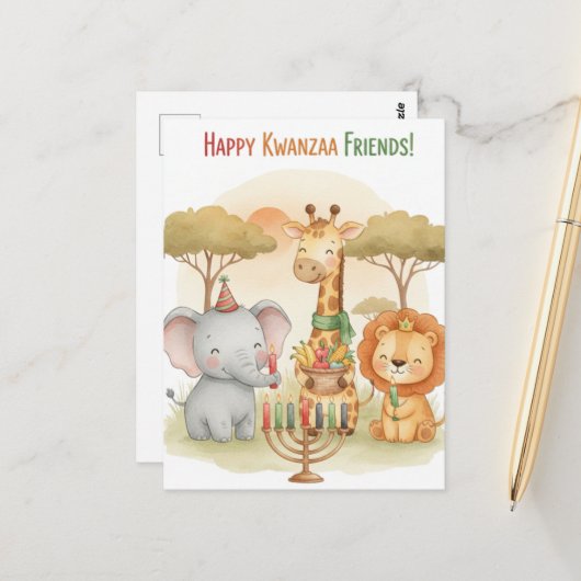 Happy Kwanzaa Kinara Postcard ポストカード (正面/裏面インサイチュ)
