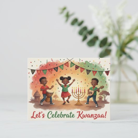 Happy Kwanzaa Kinara Postcard ポストカード (スタンド正面)