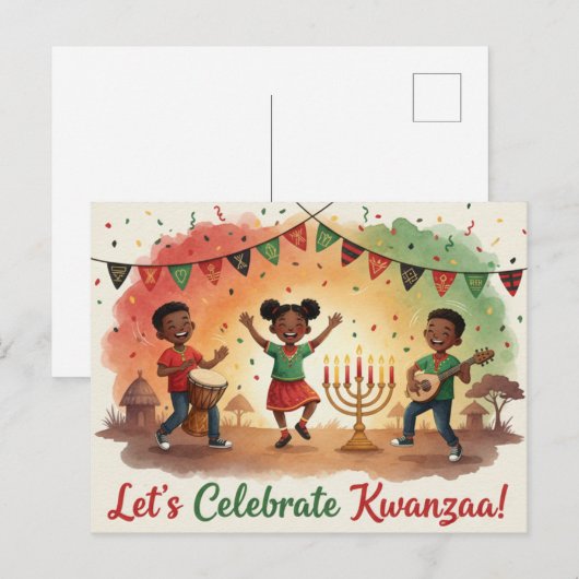 Happy Kwanzaa Kinara Postcard ポストカード (正面/裏面)