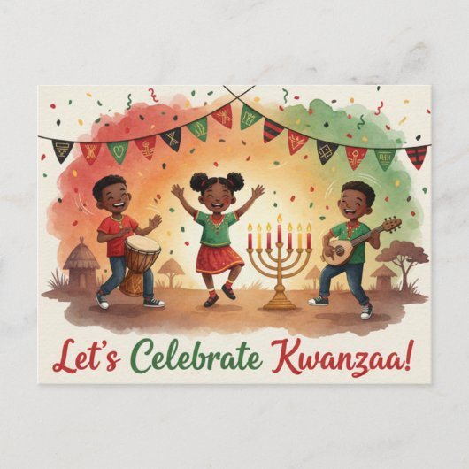 Happy Kwanzaa Kinara Postcard ポストカード (正面)