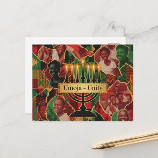 Happy Kwanzaa Kinara Postcard ポストカード (正面/裏面インサイチュ)