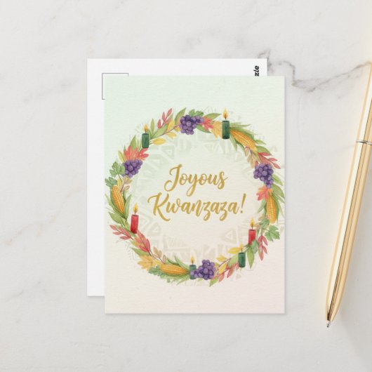 Happy Kwanzaa Kinara Postcard ポストカード (正面/裏面インサイチュ)