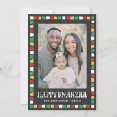Happy Kwanzaa red green yellow mosaic border photo シーズンカード (正面)