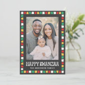 Happy Kwanzaa red green yellow mosaic border photo シーズンカード (スタンド正面)