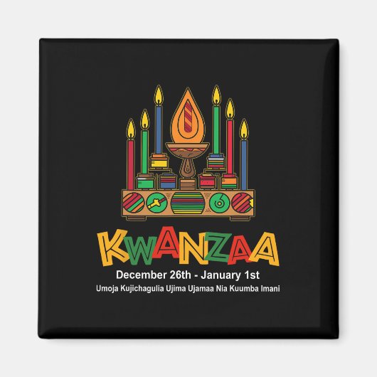 Happy Kwanzaa Seven Principles Of Kwanzaa - Kinara マグネット (正面)
