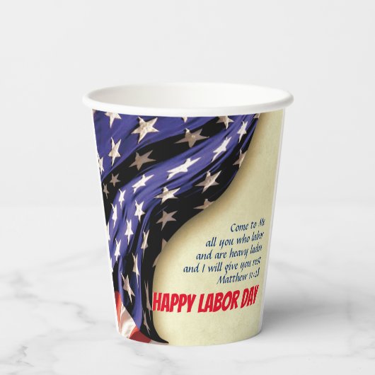 HAPPY LABOR DAYアメリカ国旗 紙コップ (裏面)