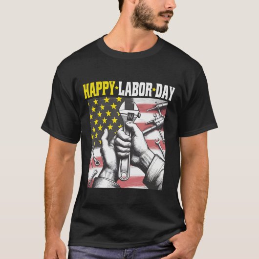 Happy Labor Day労働ユニーク日デザイン Tシャツ (正面)