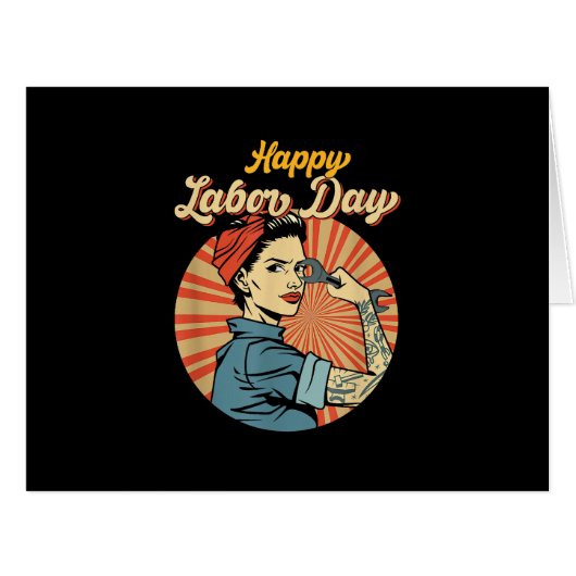 Happy Labor Day女の子の強い労働者運動を採用 (正面横)