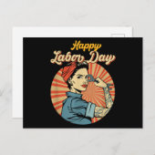 Happy Labor Day女の子の強い労働者運動を採用 シーズンポストカード (正面/裏面)