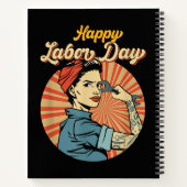 Happy Labor Day女の子の強い労働者運動を採用 ノートブック (裏面)