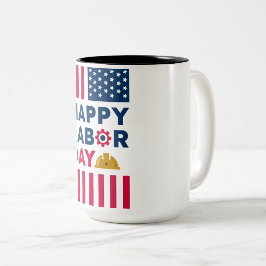 Happy Labor Day、統一された州 ツートーンマグカップ (正面右)