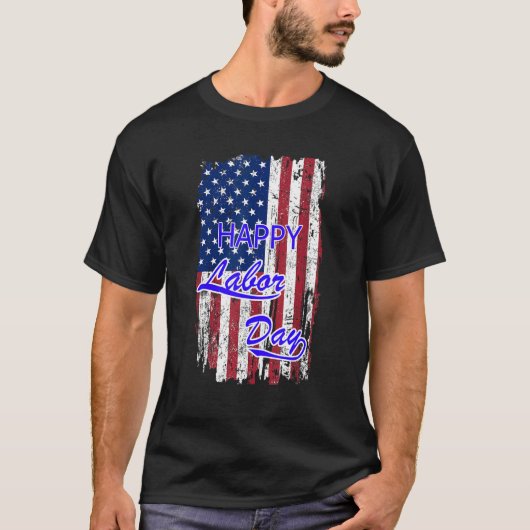 Happy Labor Day American Flag Holiday USA Worker V Tシャツ (正面)