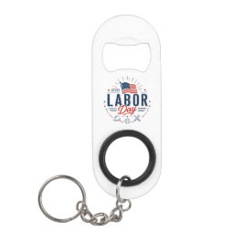 Happy Labor Day / Día del Trabajo Clásico キーホルダー栓抜き