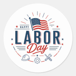 Happy Labor Day / Día del Trabajo Clásico ラウンドシール